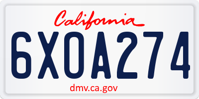 CA license plate 6XOA274