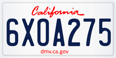 CA license plate 6XOA275
