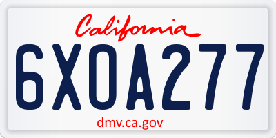 CA license plate 6XOA277