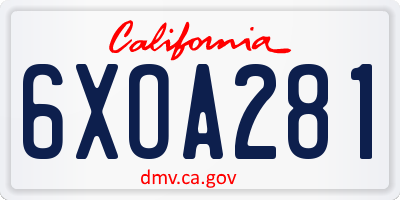CA license plate 6XOA281