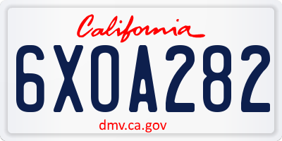 CA license plate 6XOA282