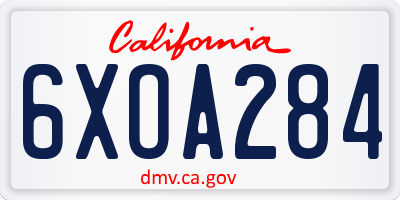 CA license plate 6XOA284
