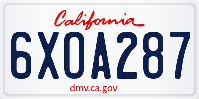 CA license plate 6XOA287
