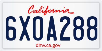 CA license plate 6XOA288