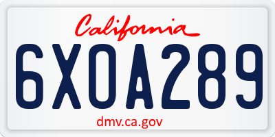 CA license plate 6XOA289