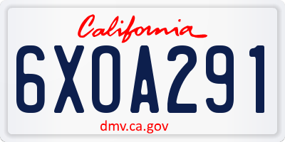 CA license plate 6XOA291