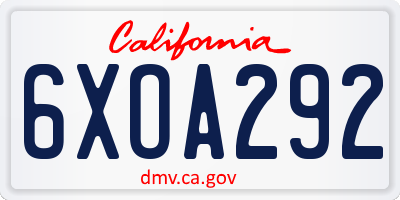 CA license plate 6XOA292