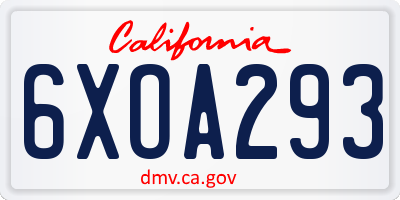 CA license plate 6XOA293