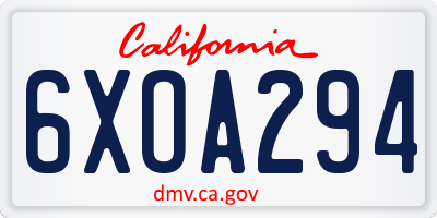 CA license plate 6XOA294