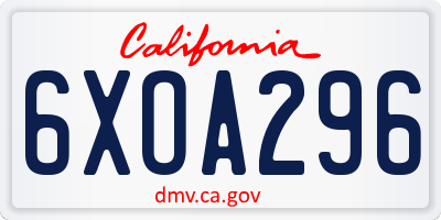 CA license plate 6XOA296