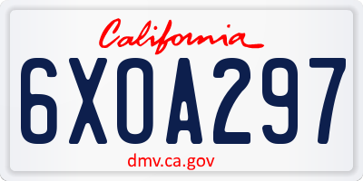 CA license plate 6XOA297