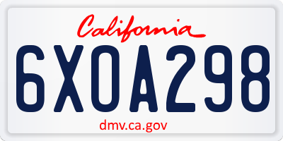 CA license plate 6XOA298