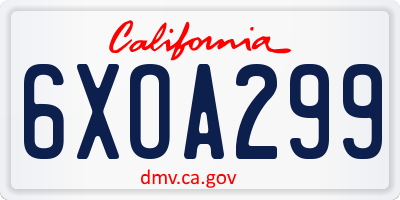 CA license plate 6XOA299