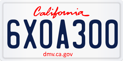 CA license plate 6XOA300
