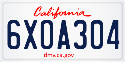 CA license plate 6XOA304