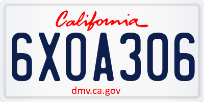 CA license plate 6XOA306