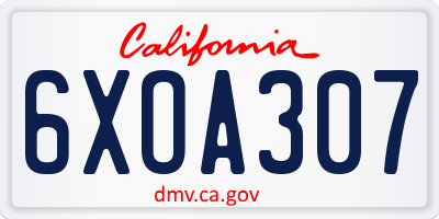 CA license plate 6XOA307