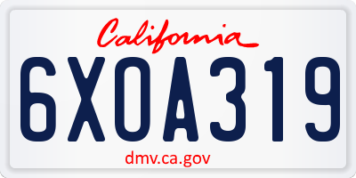 CA license plate 6XOA319