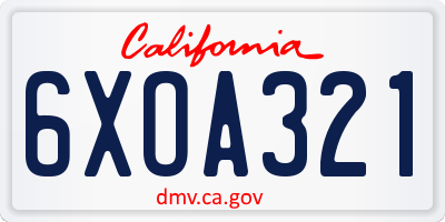 CA license plate 6XOA321