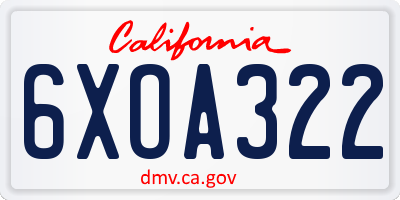 CA license plate 6XOA322