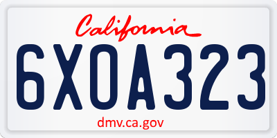 CA license plate 6XOA323