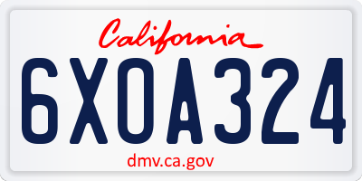 CA license plate 6XOA324