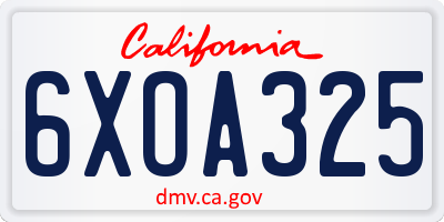 CA license plate 6XOA325
