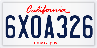 CA license plate 6XOA326
