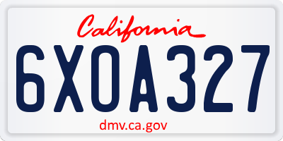 CA license plate 6XOA327
