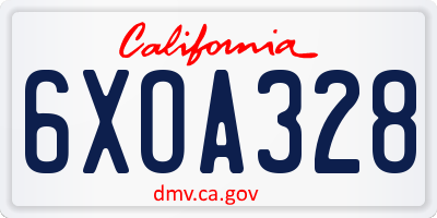 CA license plate 6XOA328
