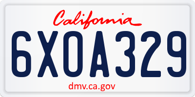 CA license plate 6XOA329