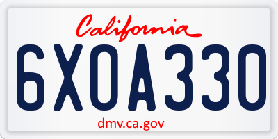CA license plate 6XOA330