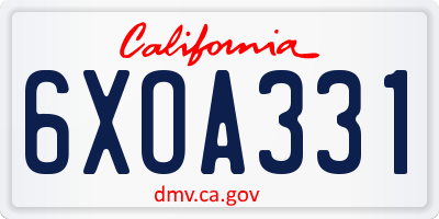 CA license plate 6XOA331