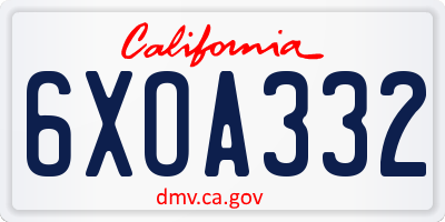 CA license plate 6XOA332