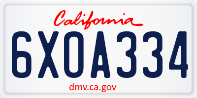 CA license plate 6XOA334