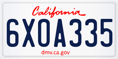 CA license plate 6XOA335