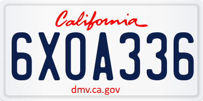 CA license plate 6XOA336