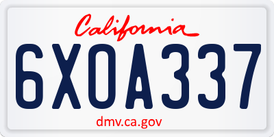 CA license plate 6XOA337