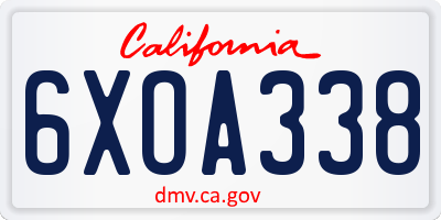 CA license plate 6XOA338