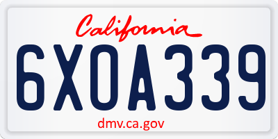 CA license plate 6XOA339