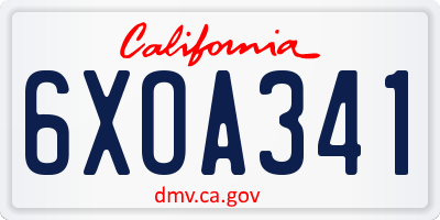 CA license plate 6XOA341