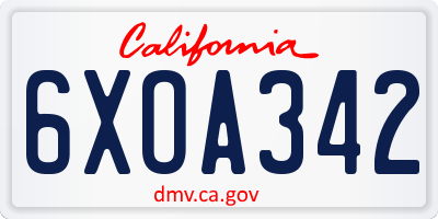 CA license plate 6XOA342