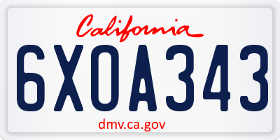 CA license plate 6XOA343