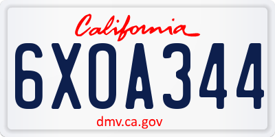 CA license plate 6XOA344