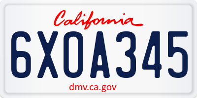 CA license plate 6XOA345