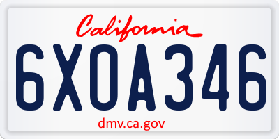 CA license plate 6XOA346