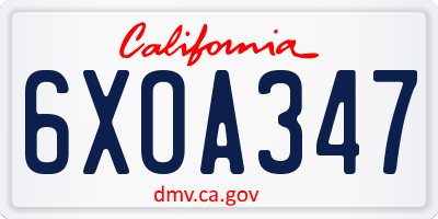 CA license plate 6XOA347