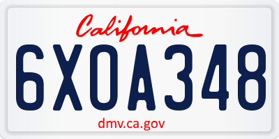 CA license plate 6XOA348
