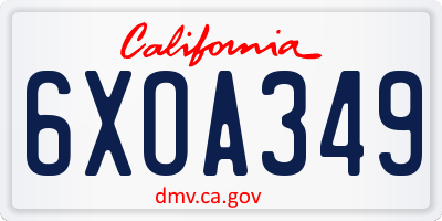 CA license plate 6XOA349