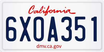 CA license plate 6XOA351
